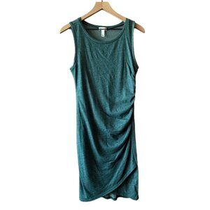 Women's M Leith Sleeveless Heathered Green Scrunch Fitted Mini Dress